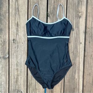 Women’s Black and White Trim One-Piece Swimsuit